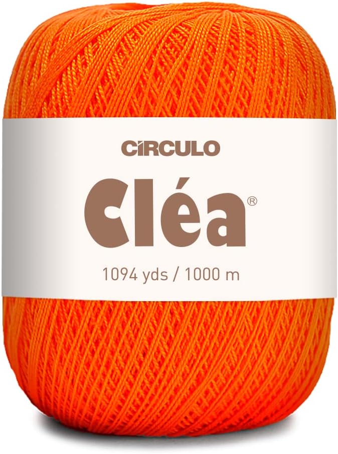 CRCULO Circulo Clea Yarn – Crochet Thread Fine Size 10-8/2 Perfect for Weaving - 100% Mercerized Brazilian Cotton (Pack of 1 Ball) – 5.3 oz, 1094 yds - Color: 4445 - Orange - Image 1